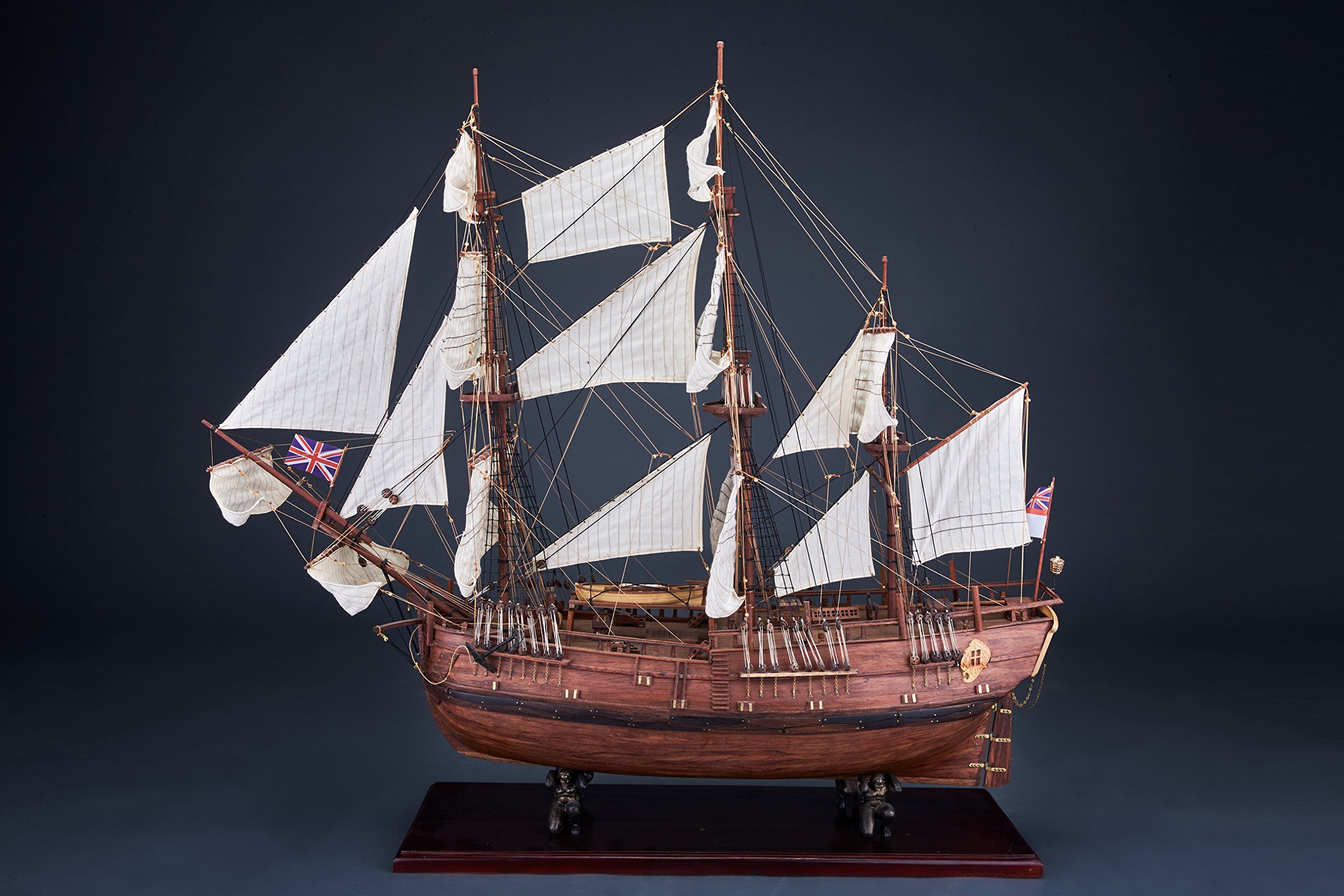 帆船模型 Amazon.com: HMS Endeavour,木製古代帆船模型,手工,收藏,展覽用法(A)纯